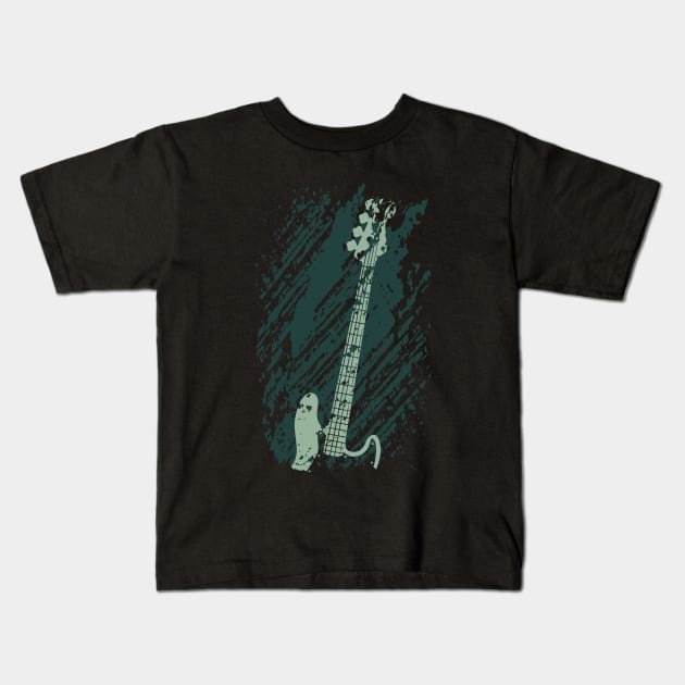 Bass Guitar Grunge Kids T-Shirt by Mi Bonita Designs